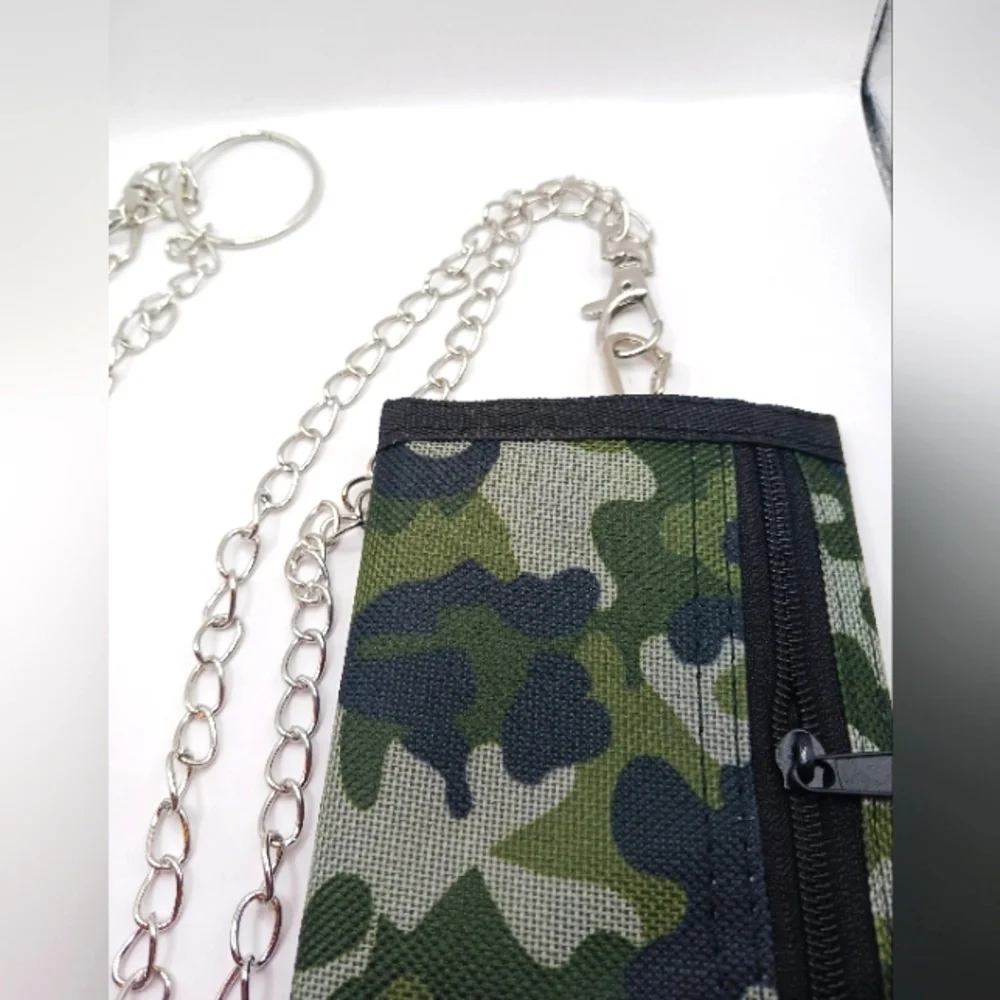 Green Camouflage TRI-Fold Nylon Wallet with 18 
